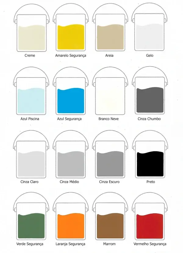 Catálogo completo de cores de tintas epóxi da MP Tintas Epóxi